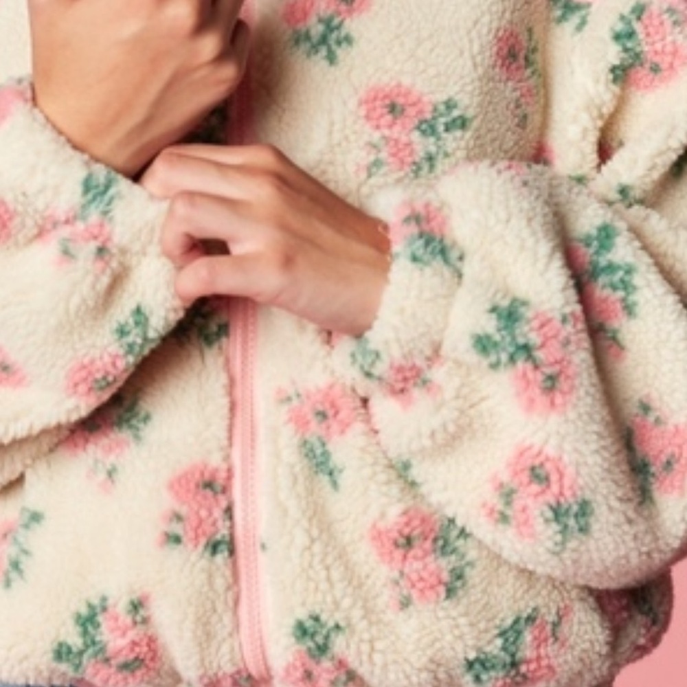 Looks like a Loveshackfancy copy Pink Floral Teddy Jacket